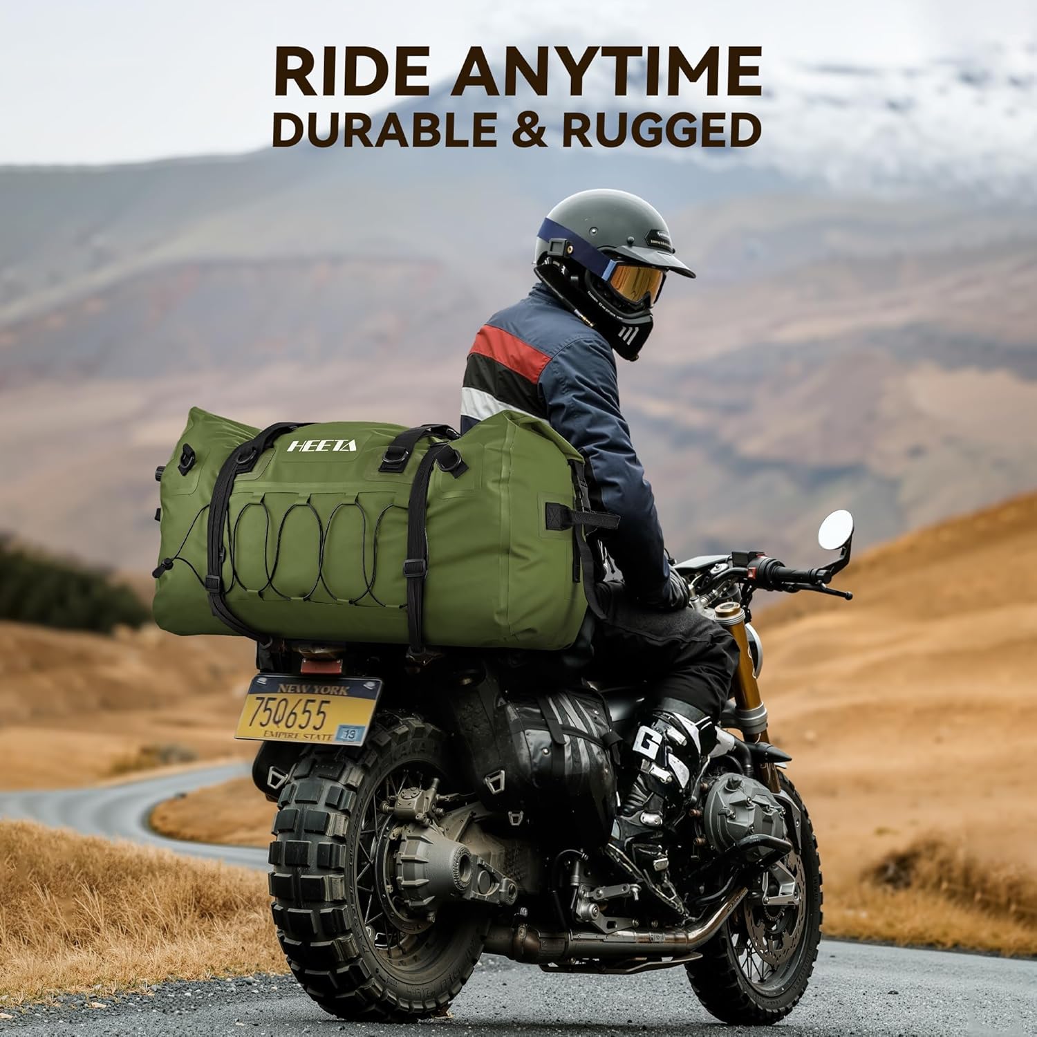 Waterproof Duffel Bag Motorcycle Dry Bag Backpack, 60L/80L Extra Large Rolltop Travel Duffle Bags with Straps & Handles for Kayaking Rafting Boating Canoeing Camping Gym Beach Cruise Ship - Image 4