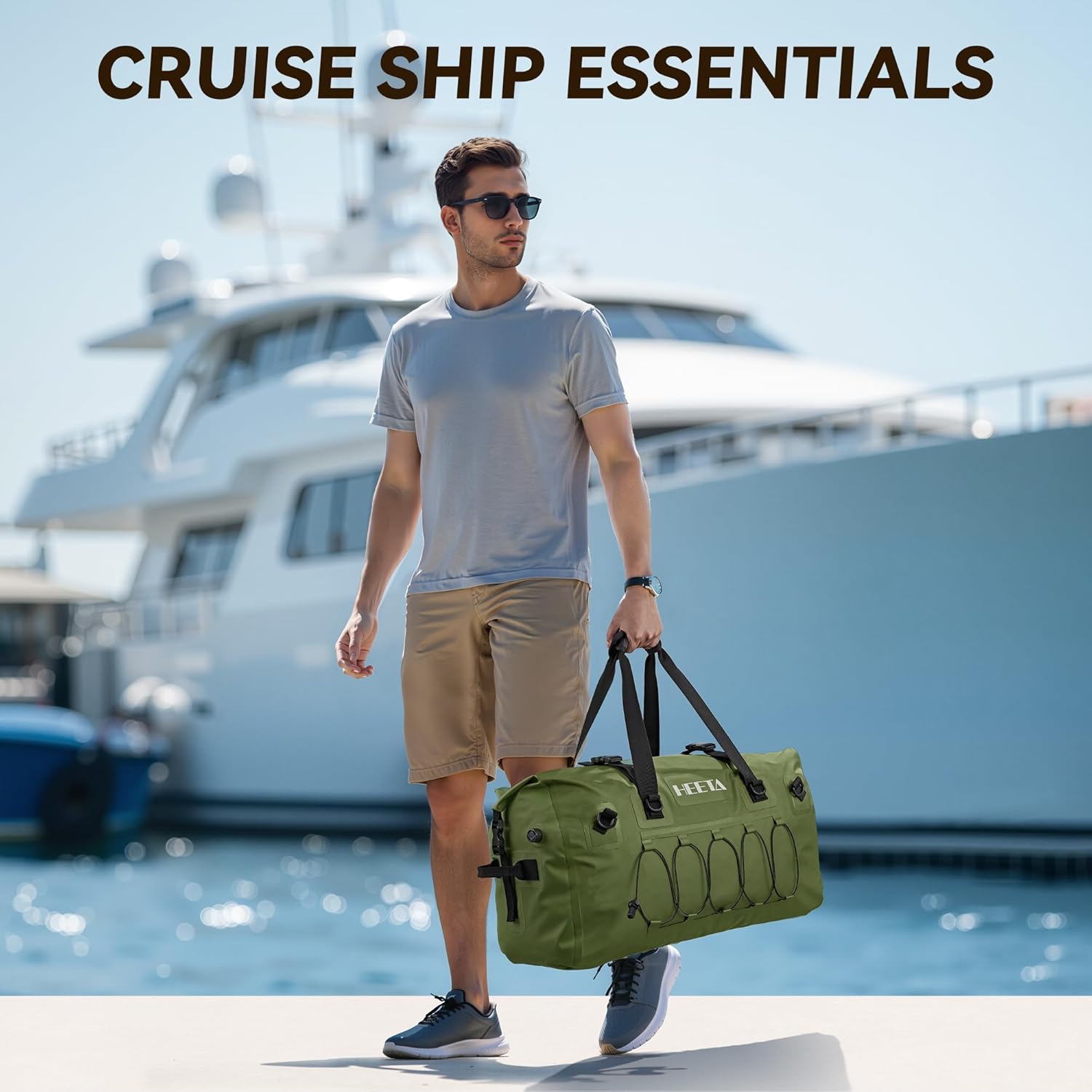 Waterproof Duffel Bag Motorcycle Dry Bag Backpack, 60L/80L Extra Large Rolltop Travel Duffle Bags with Straps & Handles for Kayaking Rafting Boating Canoeing Camping Gym Beach Cruise Ship - Image 7