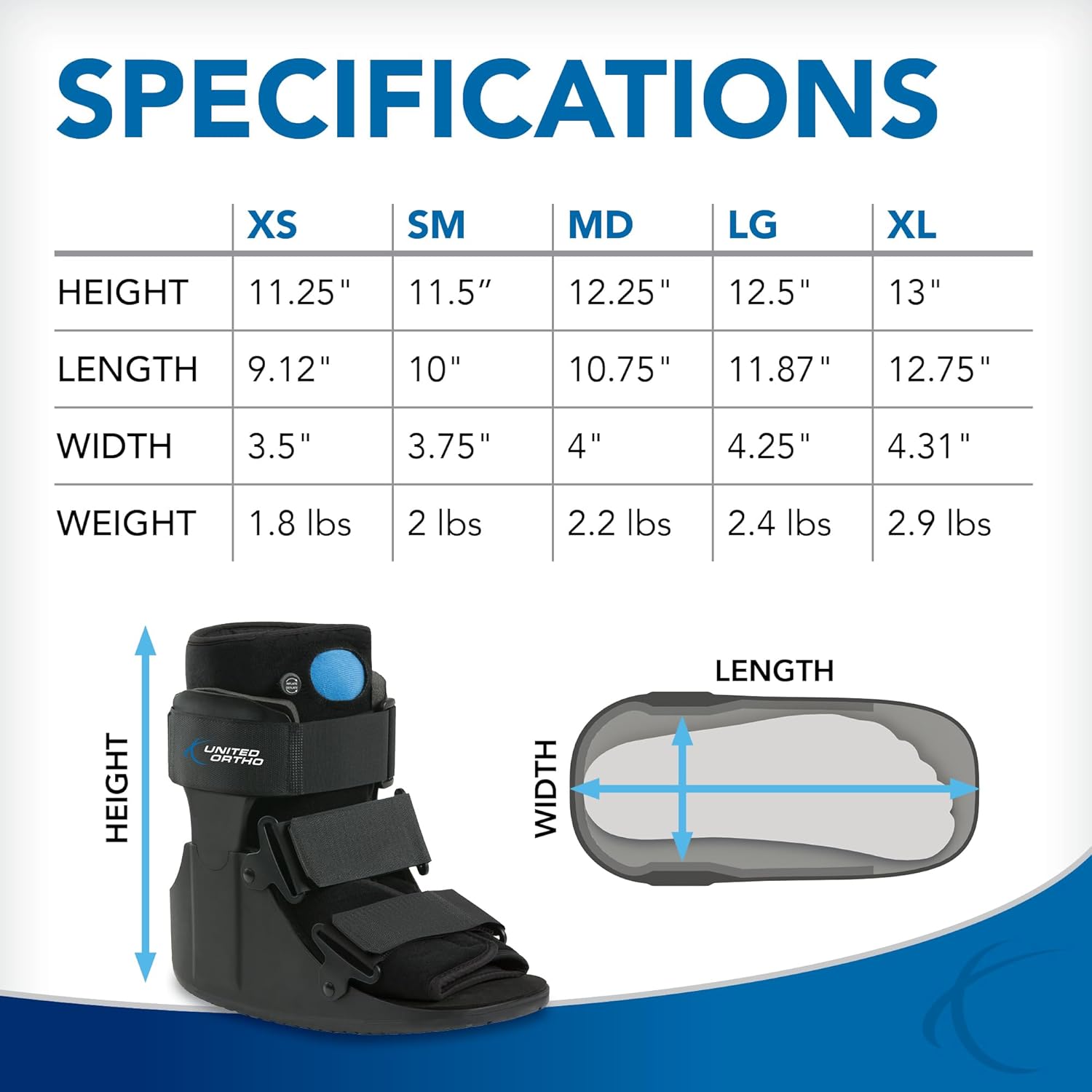 United Ortho USA14115 Short Air Cam Walker Fracture Boot, Medium, Black - Image 5